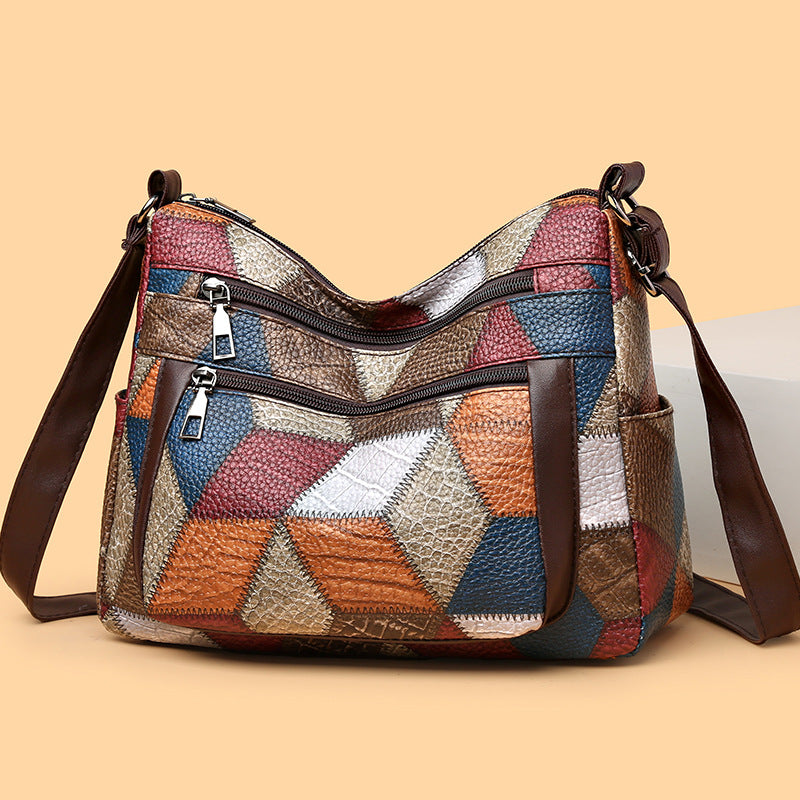 Mom Stitching Large Capacity Simple Retro Soft Backpacks