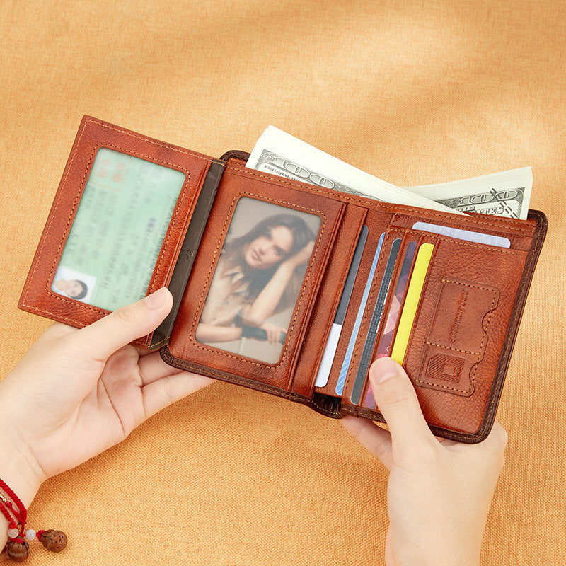 Men's Paul Short Genuine Leather Cowhide Three-fold Men's Wallet