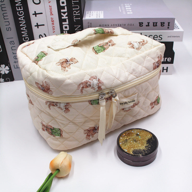 Rabbit Flower Large Capacity Portable Toiletry Cosmetic Bags