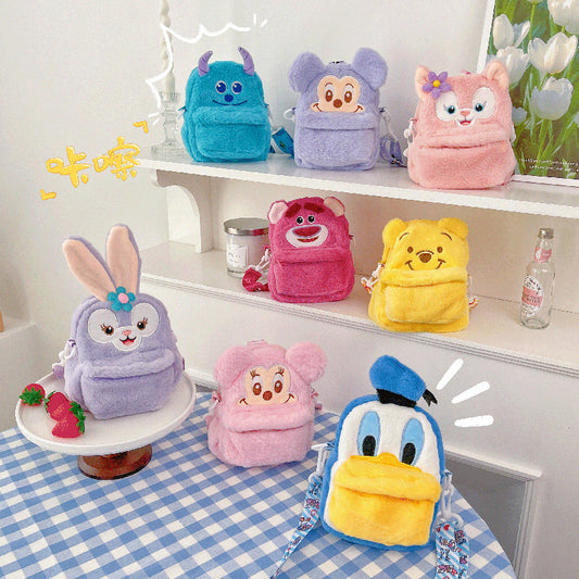 Cute Plush Ling Strawberry Bear Donald Crossbody Bags