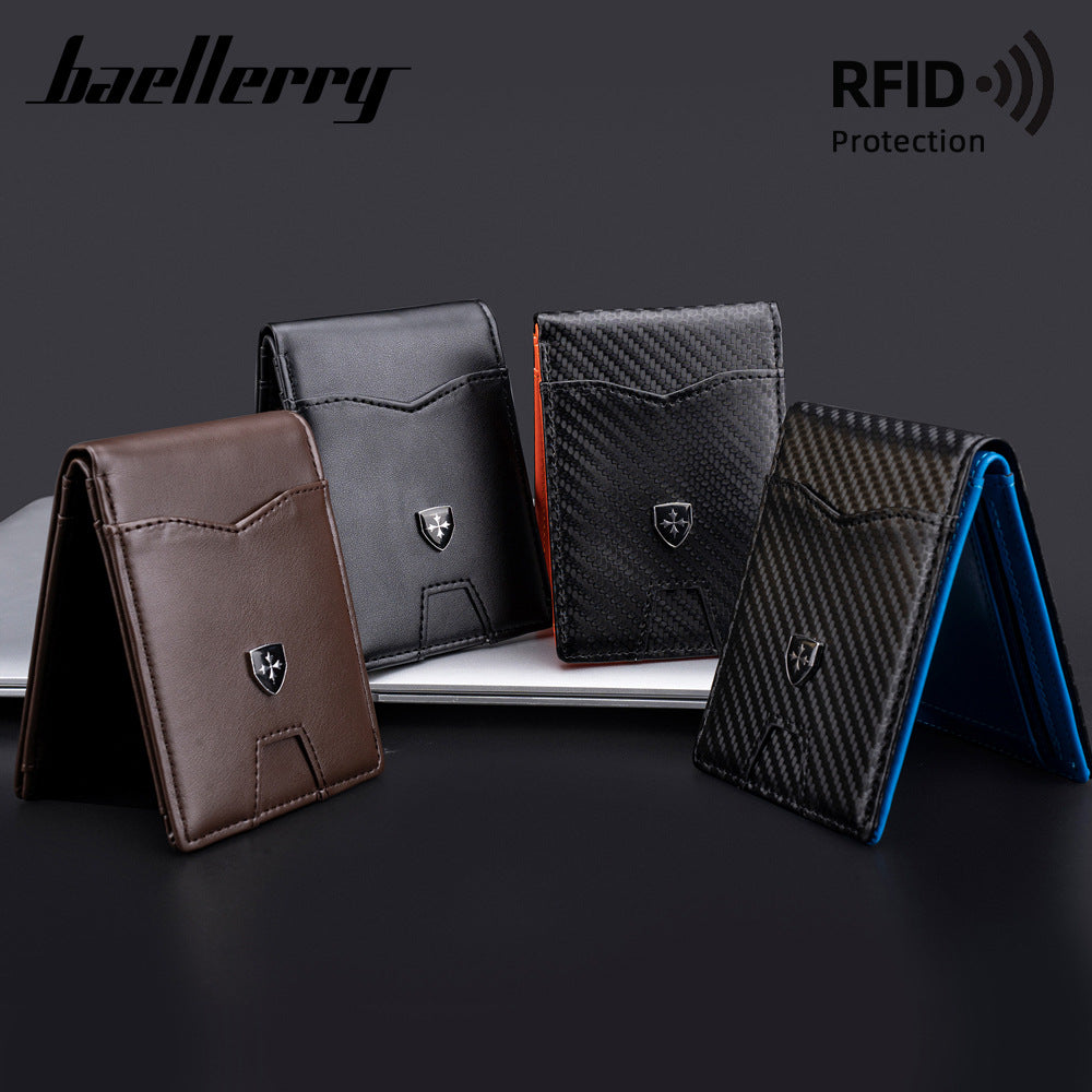 Men's Fold Color Matching Thin Swiping Business Card Holder