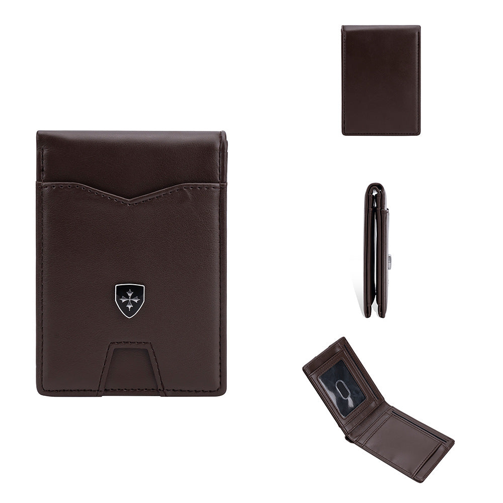 Men's Fold Color Matching Thin Swiping Business Card Holder