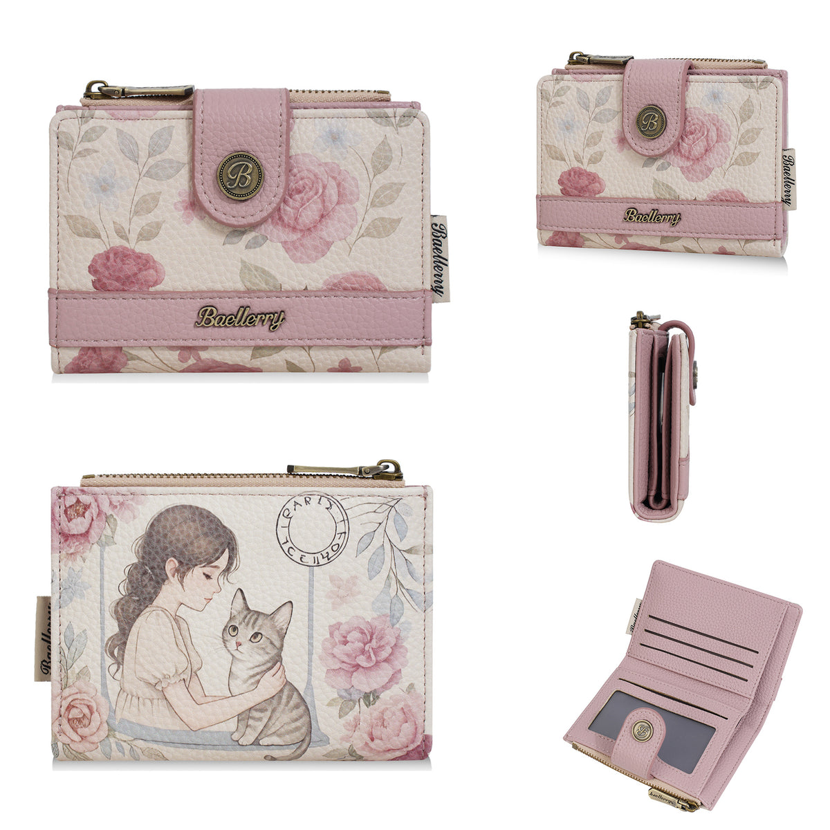 Women's Short Mini Anime Zipper Multiple Slots Ladies Wallet