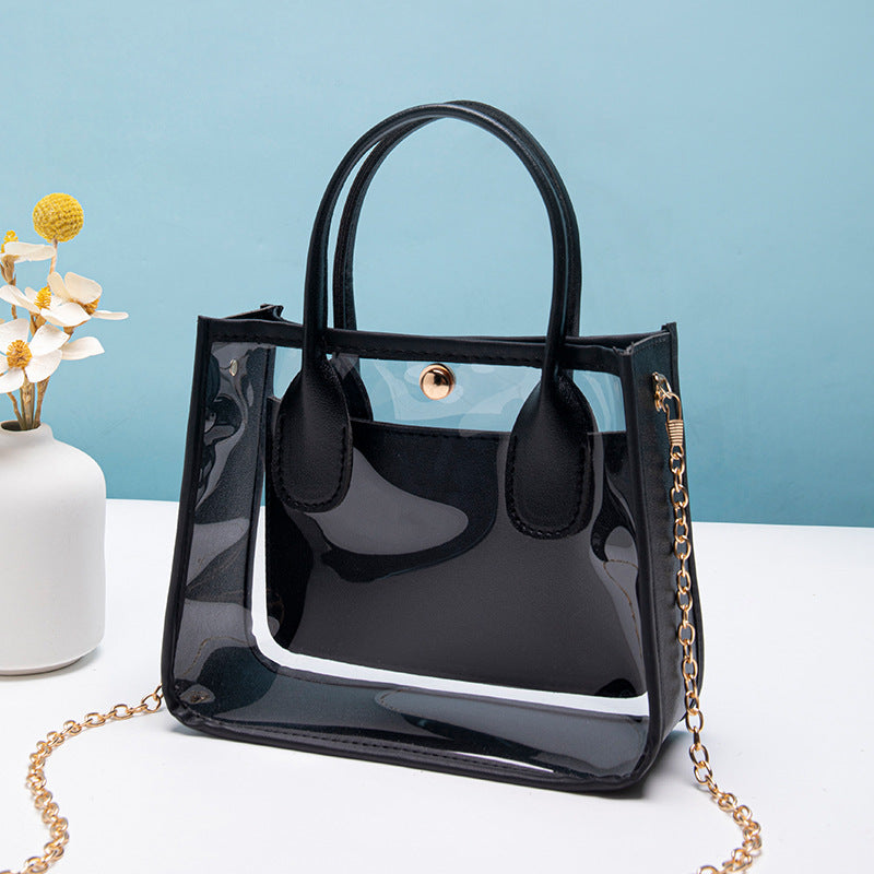 Charming Women's Transparent With Leather Chain Crossbody Bags