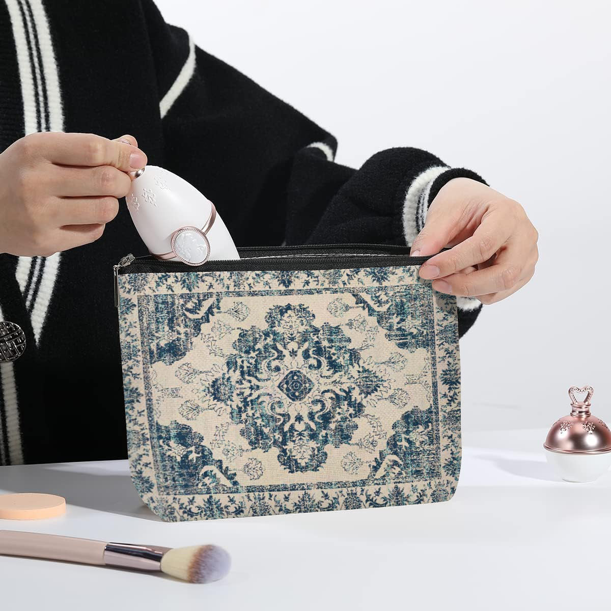 Women's Bohemian Duplex Printing Portable Fashion Personal Hygiene Makeup Bag