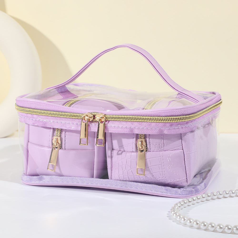 Women's Simple Crocodile Pattern High-grade Large Capacity Storage Waterproof Portable Cosmetic Bags