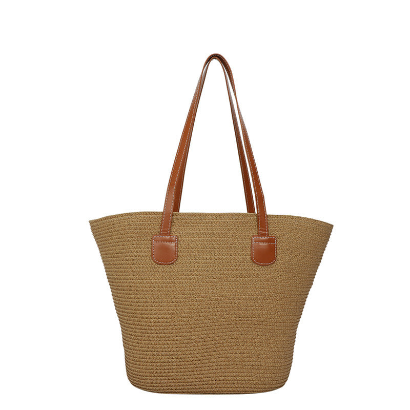 Women's Large Capacity Straw Hand-woven Beach Vegetable Women's Shoulder Bag