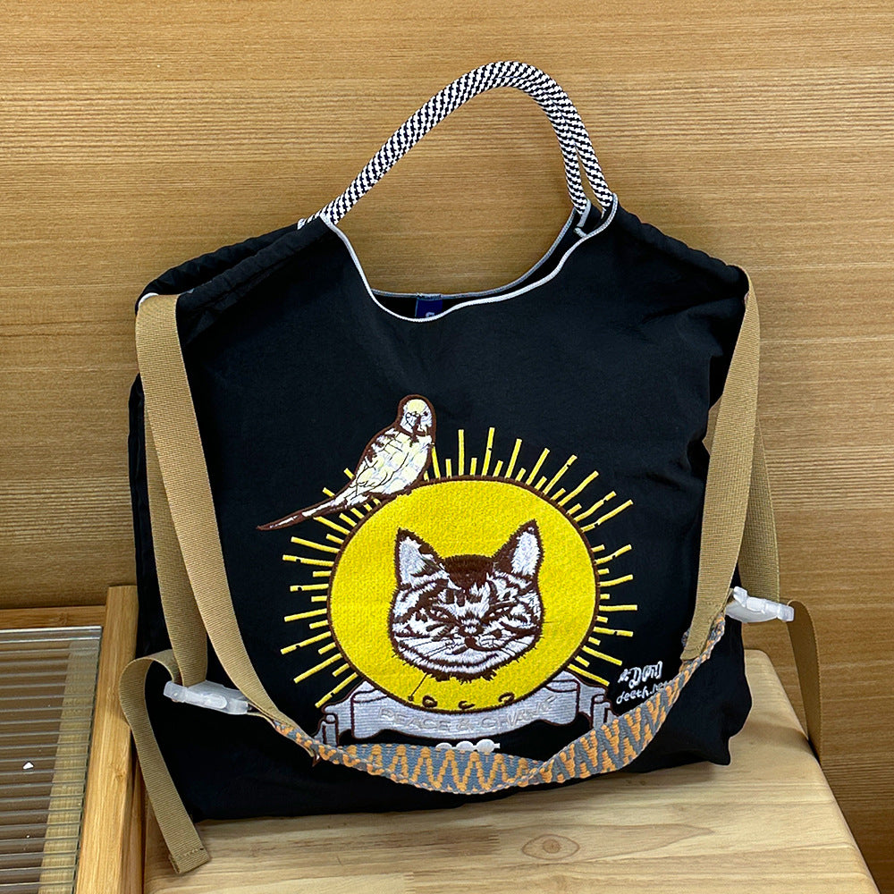 Nylon Embroidered Fashion Niche Large Capacity Women's Shoulder Bag