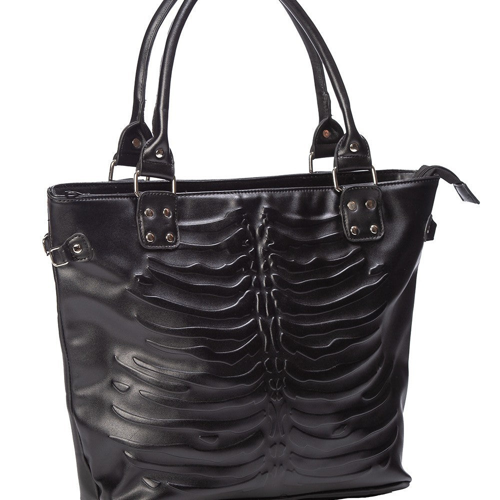 Large Capacity Gothic Punk Style Embossed Skeleton Trendy Women's Shoulder Bag