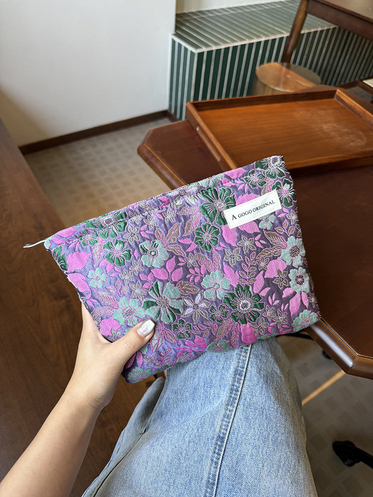 Classy Purple Flower Carrying Fabric Toiletry Bags