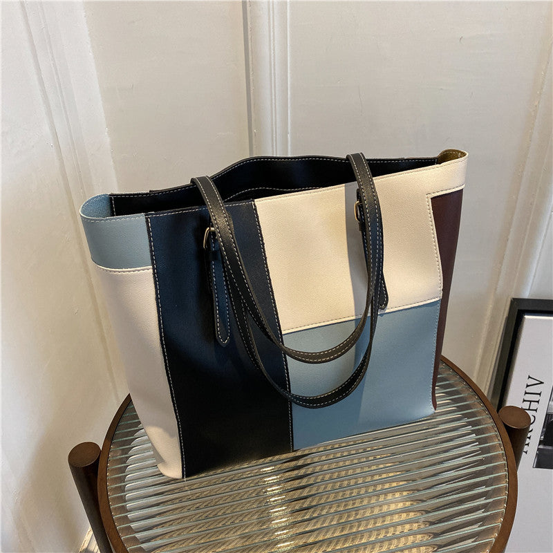 Women's Fashion Stitching Candy Color Western Style Soft Surface Handbags