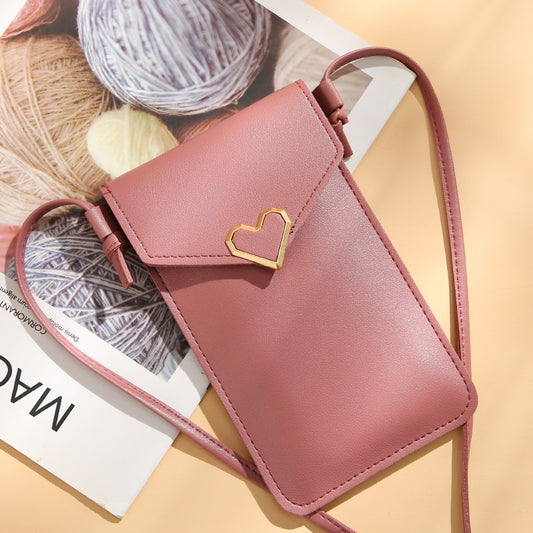 Transparent Touch Screen Mobile Female Retro Solid Color Crossbody Bags