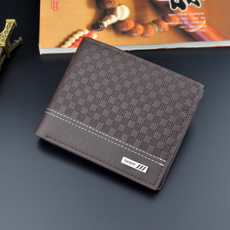 Men's Chic Simple Plaid Thin Male Youth Large Capacity Horizontal Soft Men's Wallet