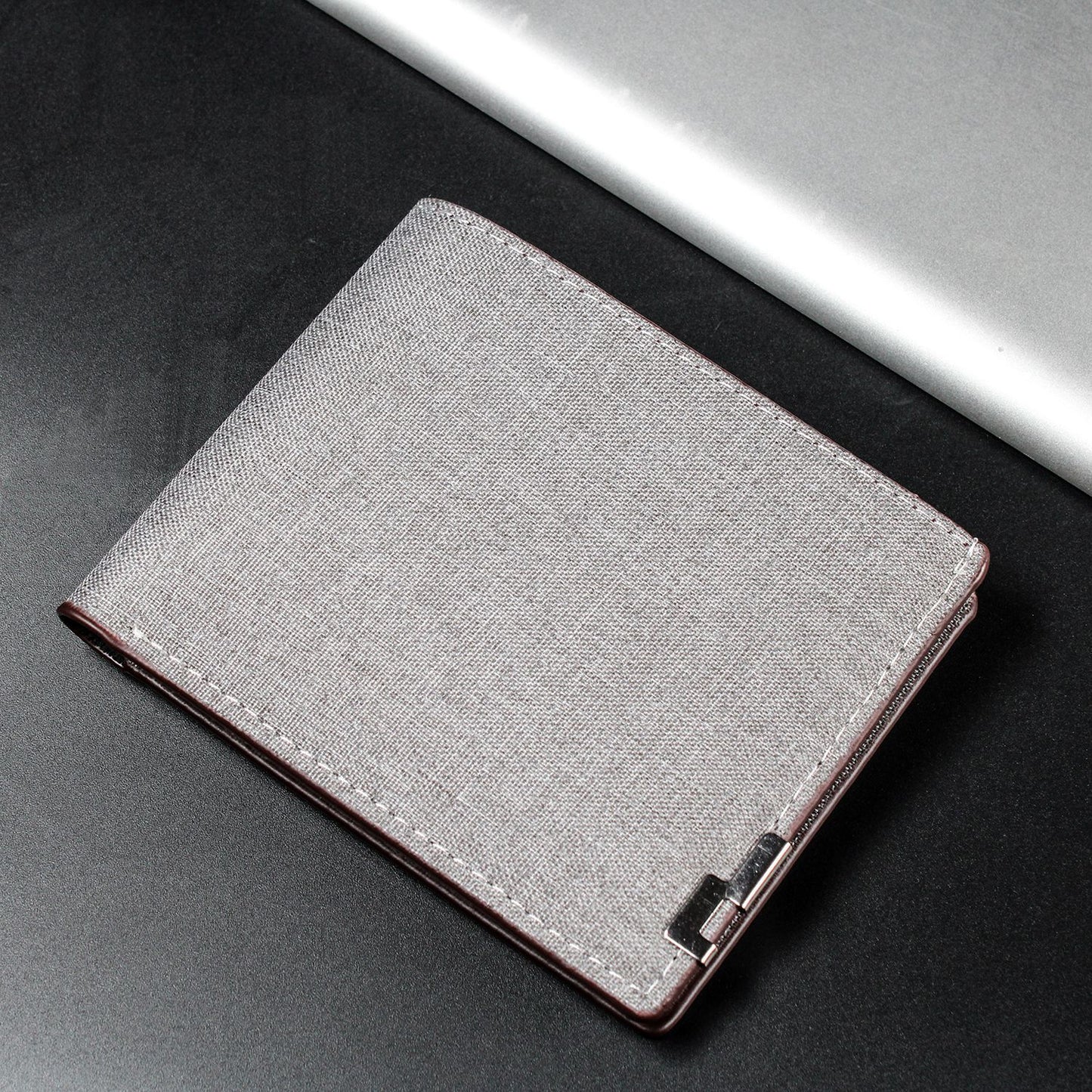Men's Elegant Short Denim Blue Simple Men's Wallets
