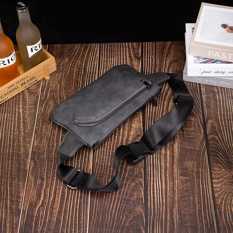 Innovative Men's Leather Cashier Mobile Retro Men's Waist Packs