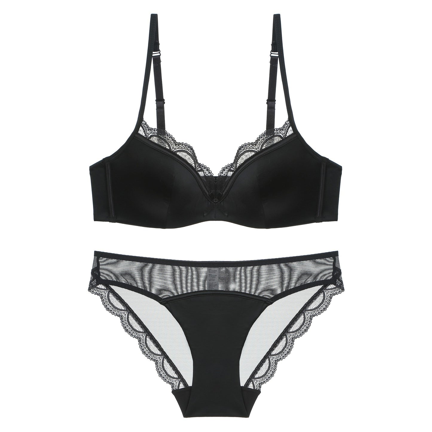 Women's French Style Thin Underwear Glossy Lace Lingerie Sets