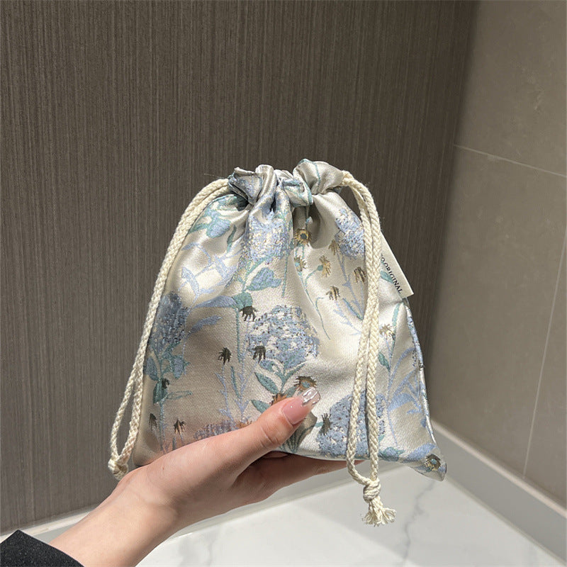 Fresh Elegant Drawstring Bouquet Portable Storage Cosmetic Bags