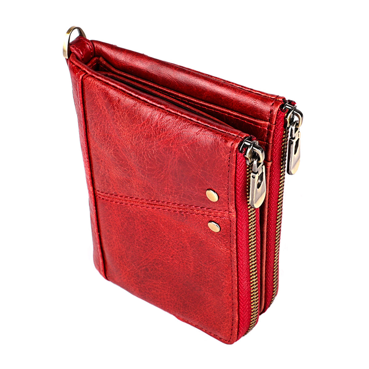 Men's Crazy Horse Leather Soft Zipper Short Men's Wallets