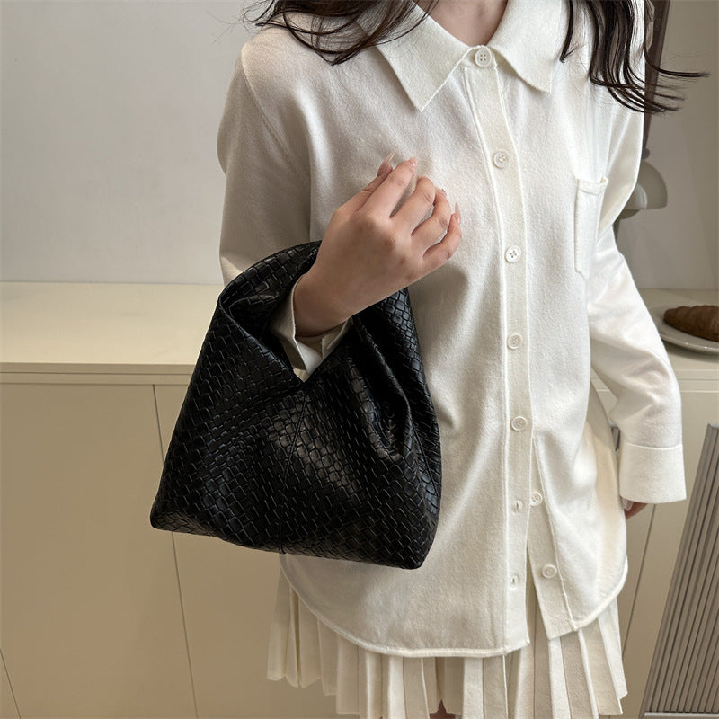 Retro Large Capacity Spring Simple Pure Color Trendy Woven Bags