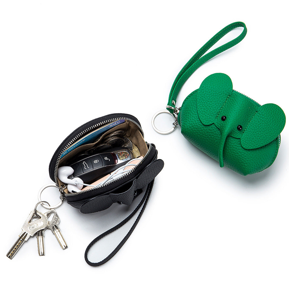 Women's Creative Genuine Leather Elephant First Layer Coin Purses