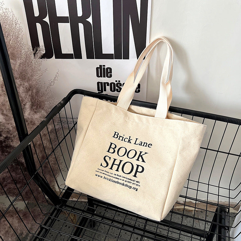 Women's Easy Matching Canvas Mini Large Capacity Letters Printed Handbags