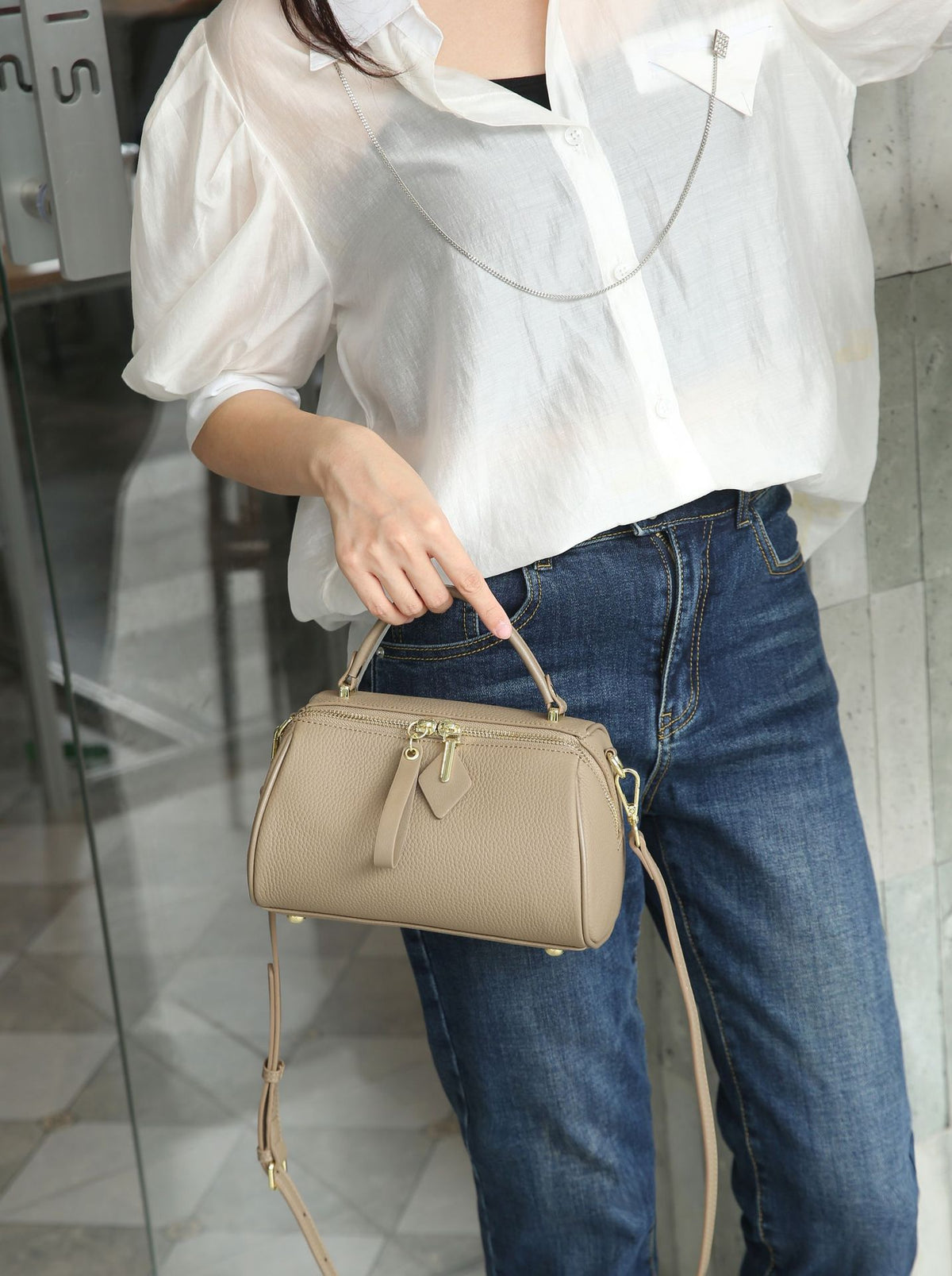 First Layer Cowhide Niche Pillow Popular Fashion Single Practical Version Women's Shoulder Bag