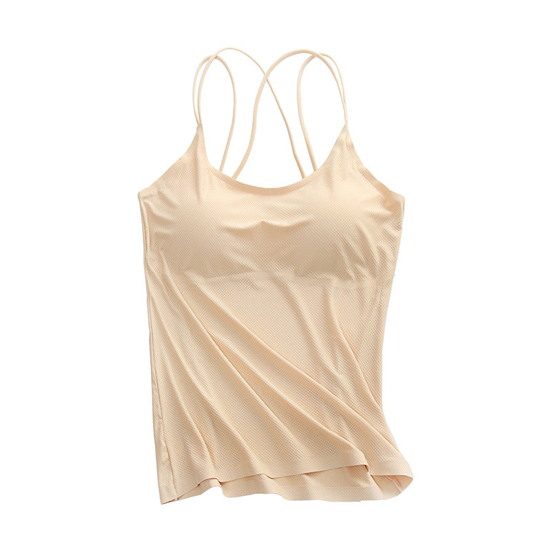 Women's Camisole Korean Thin Breathable Chest Pad Wrapped Seamless Sport Tanks Camis