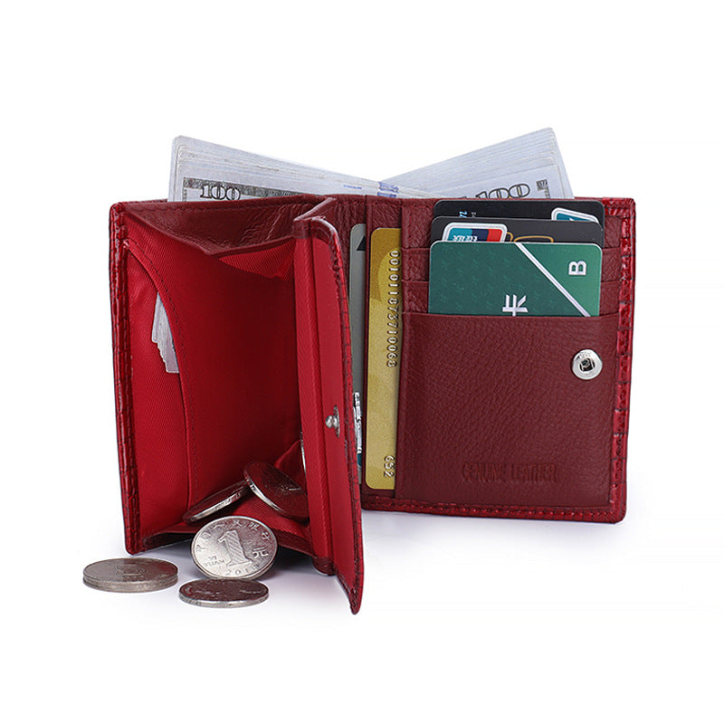 Multifunctional Short Genuine Leather Multiple Slots Ladies Wallet