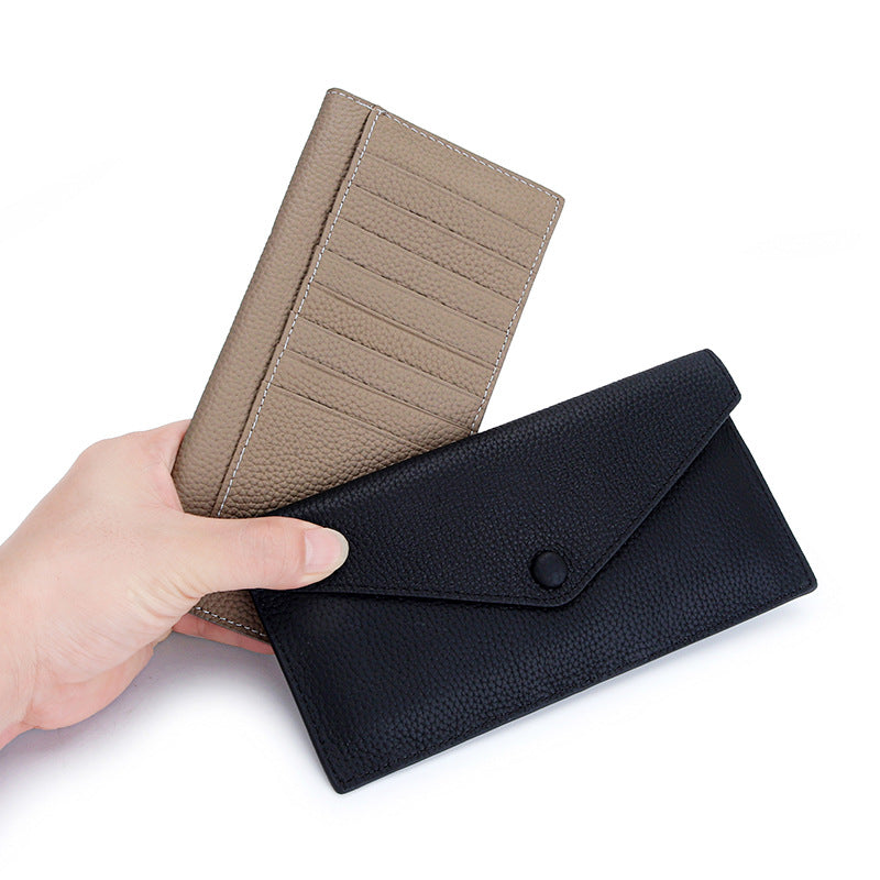 Women's First Layer Cowhide Long Leather Large Ladies Wallet