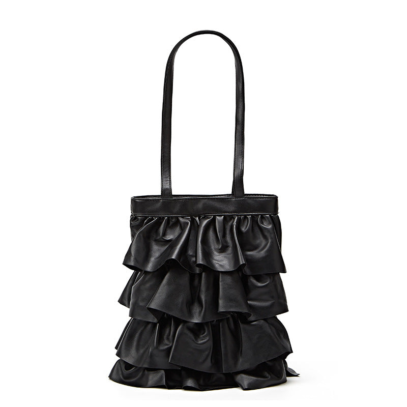 Pleated Ruffled High-grade Niche Lace Fashion Large Capacity Women's Shoulder Bag