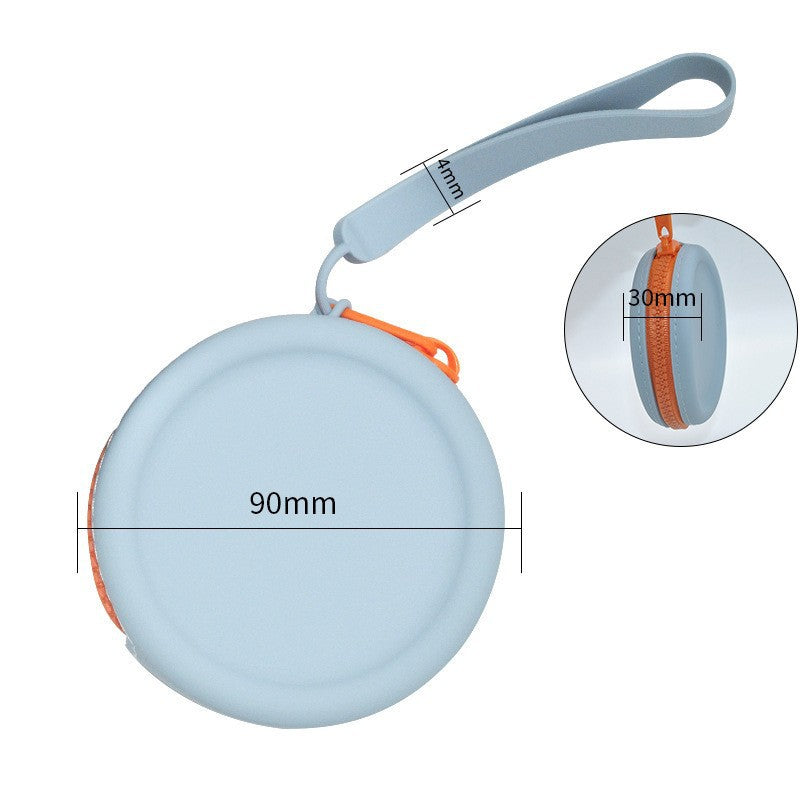 Children's Silicone Round Earphone Zipper Storage Pet Coin Purses