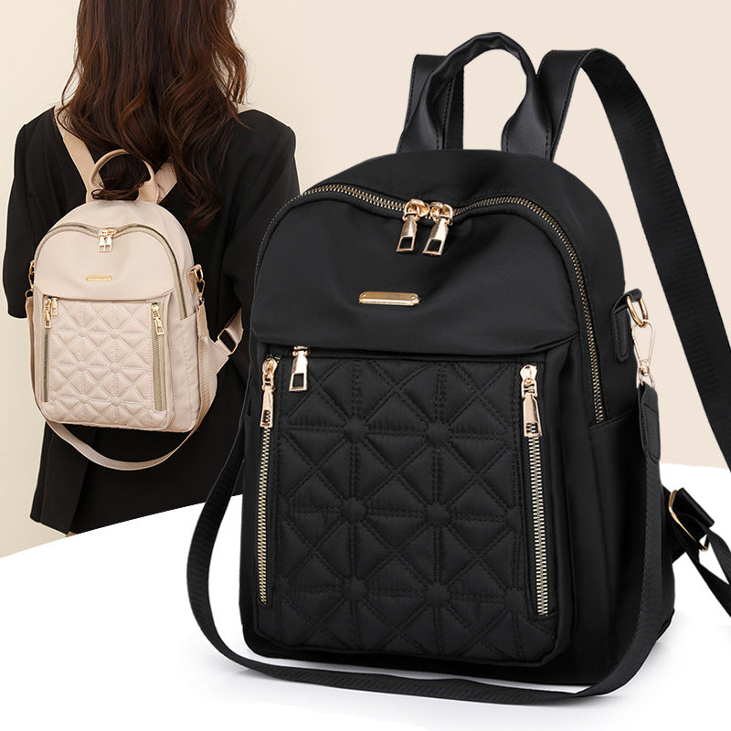 Women's Rhombic Embroidery Thread Korean Large Capacity Backpacks
