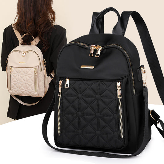 Women's Rhombic Embroidery Thread Korean Large Capacity Backpacks