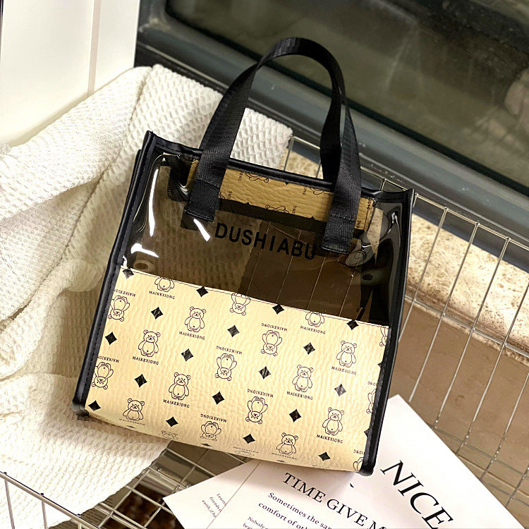 Women's Fashion Cute Translucent Bear Large Capacity Handbags