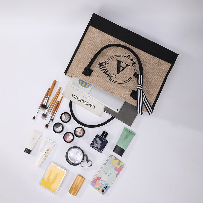 Jute Large Capacity Letter Simplicity Portable Handbags