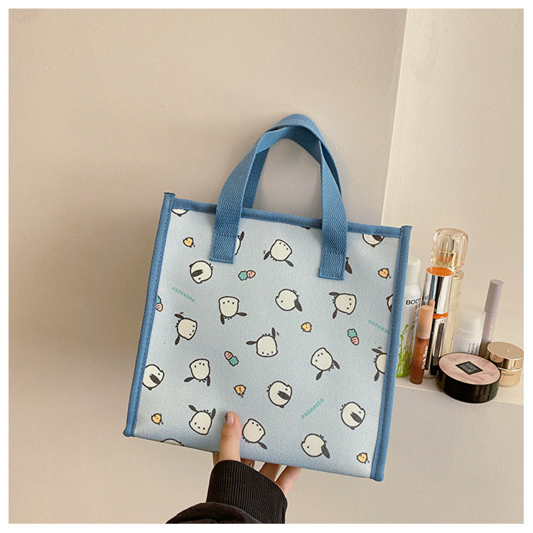 Printed Canvas Portable Cute Lunch Box Handbags