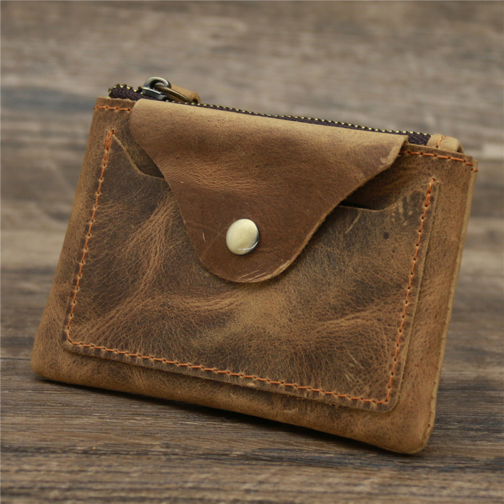 Genuine Leather Cowhide Crazy Horse Brown Card Holder