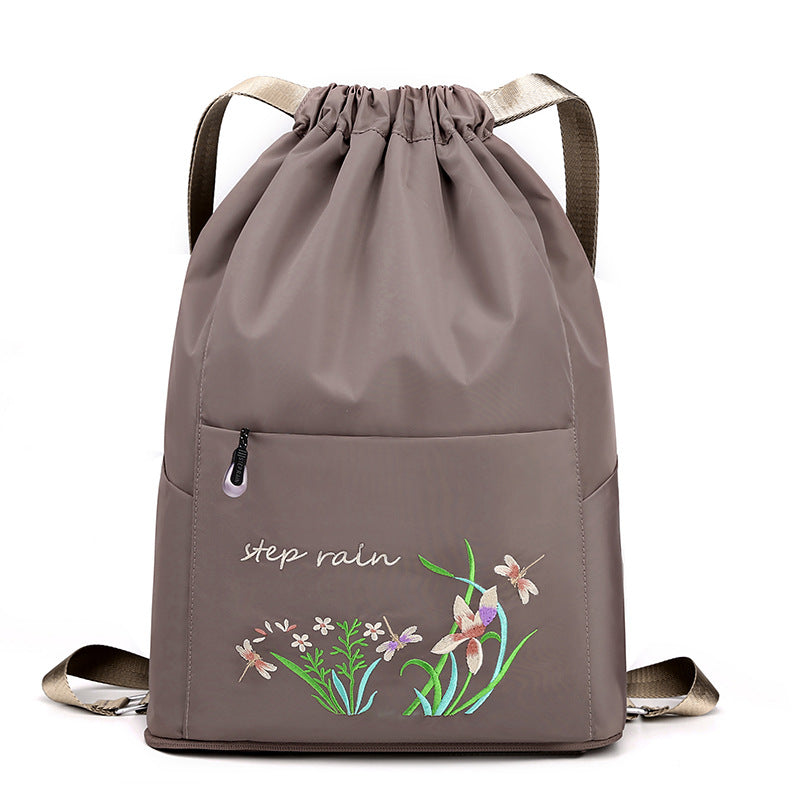 Women's Chinese Style Embroidery Drawstring Simple Portable Backpacks