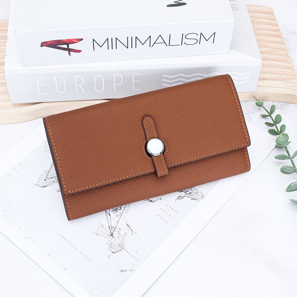 Women's Fashion Long Genuine Leather Design Clutch Large Ladies Wallet