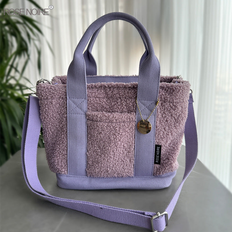 Women's Classy Teddy Plush Portable Lunch Shoulder Bags