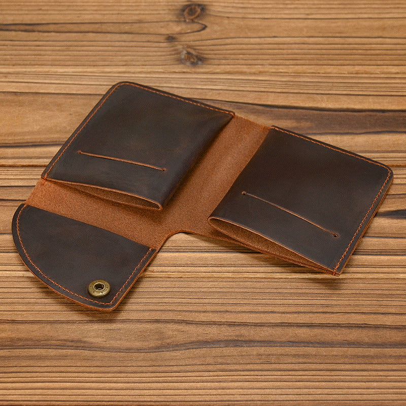 Men's Crazy Horse Leather Short Genuine First Card Holder