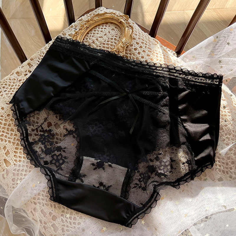Women's Desire Silky Hip Embroidered Printed Mesh Sexy Panties
