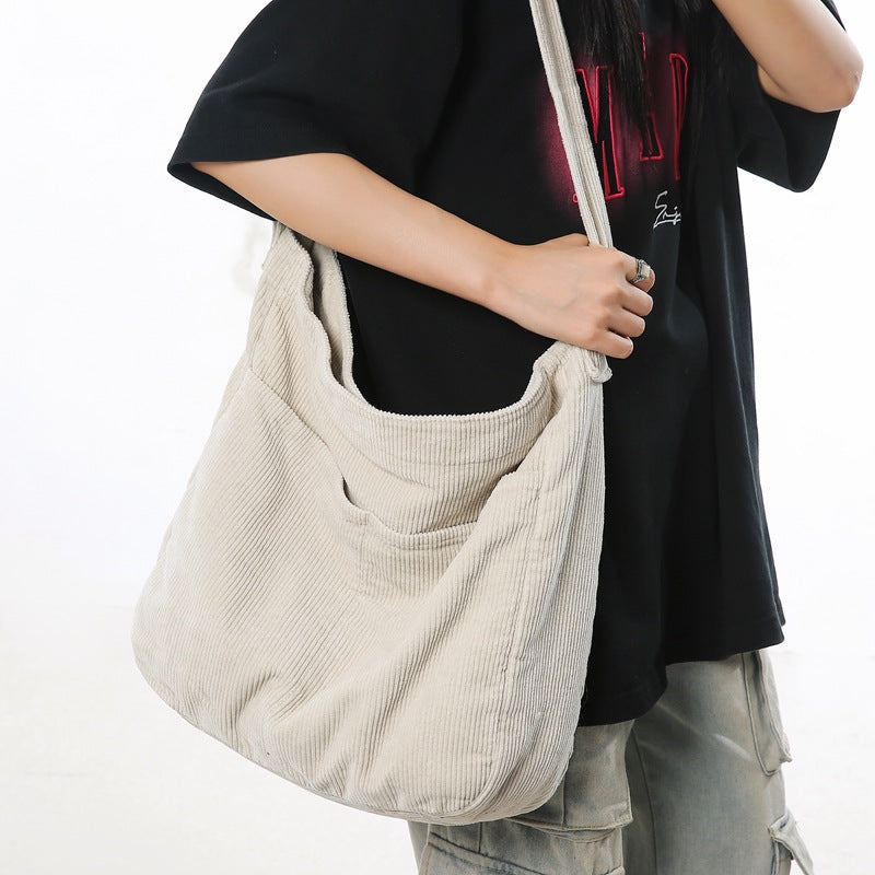 Style Large Capacity Corduroy Idle College Women's Messenger Bag