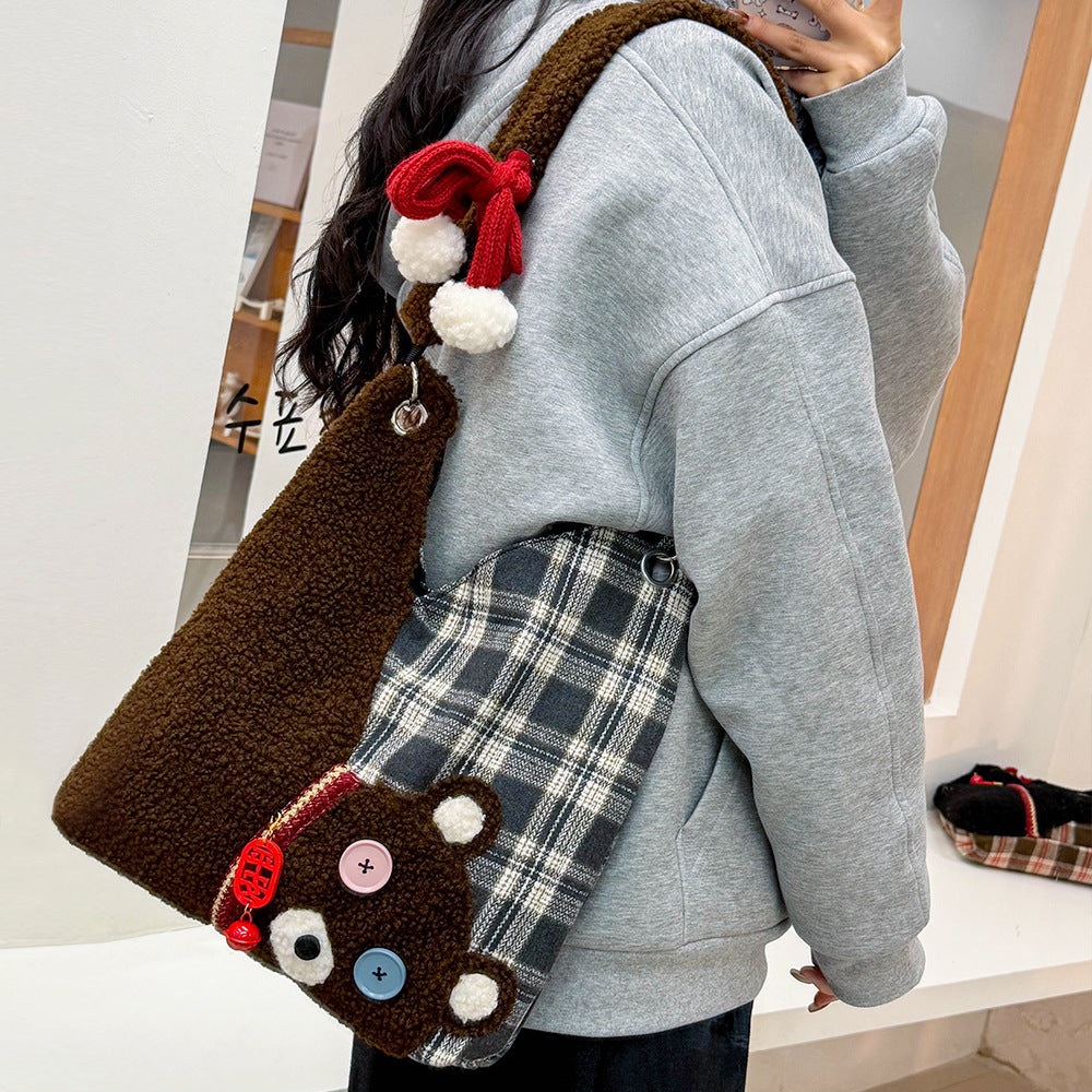 Women's Korean Style Good-looking Cute Cat Canvas Large Capacity Women's Shoulder Bag