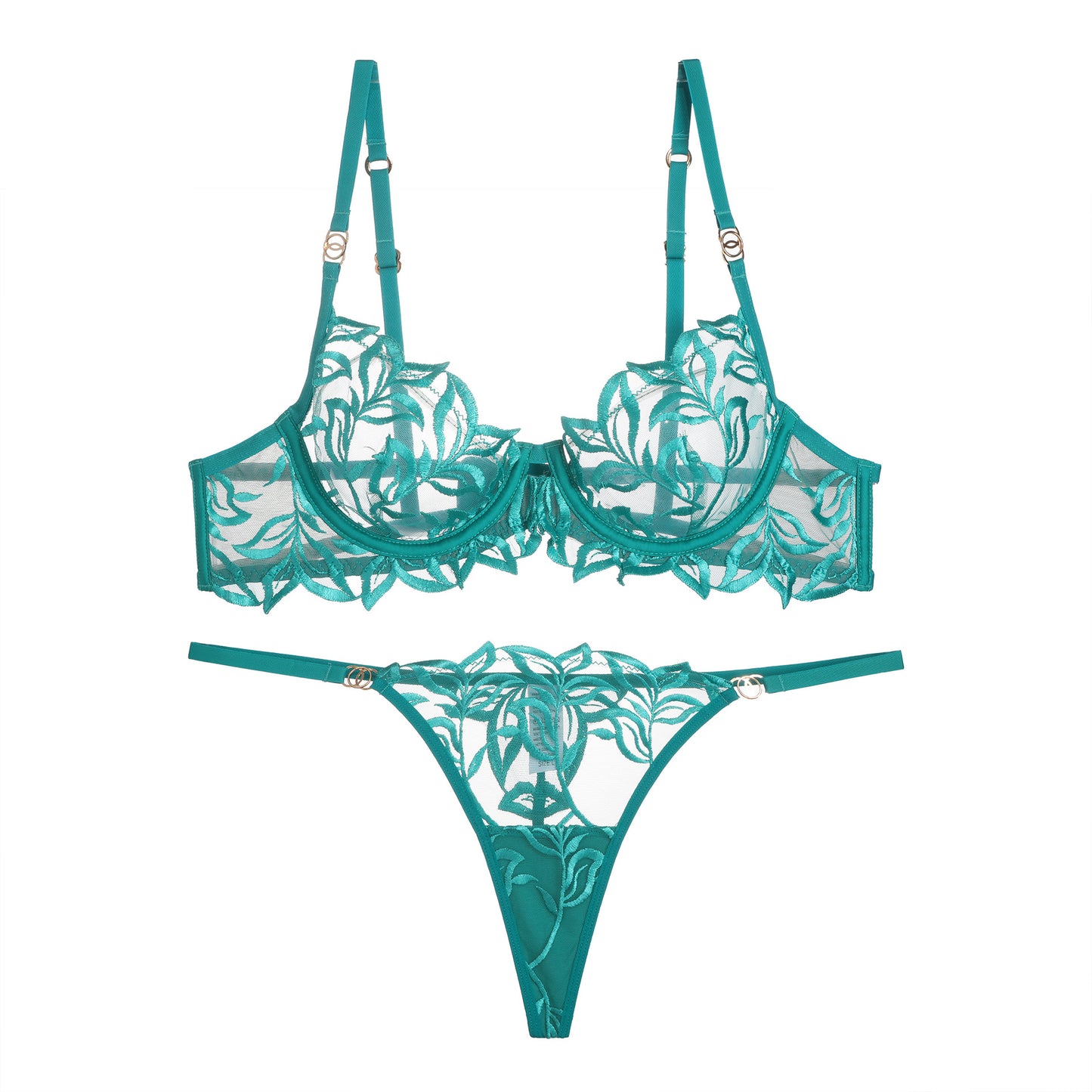 Women's Classic Embroidery Two Suit Underwear Fishbone Bras