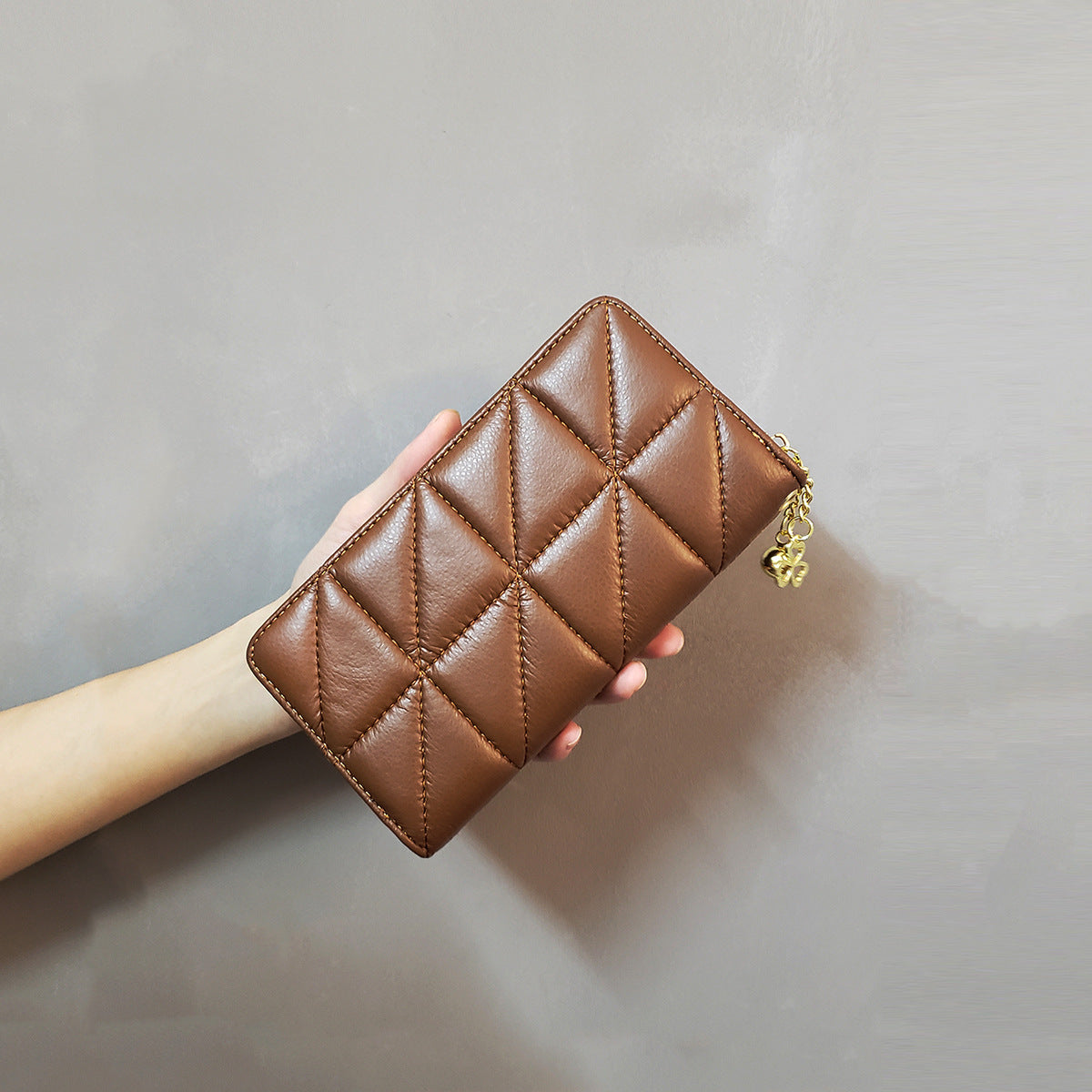 Women's Rhombus Long Change Mobile Tassel Handbags