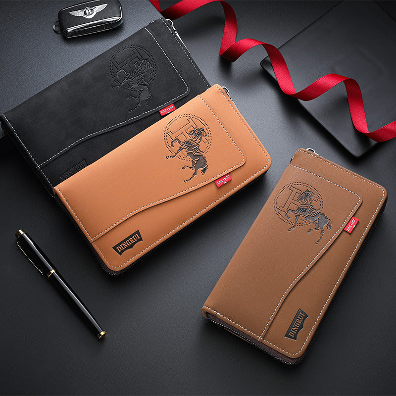 Men's Horse Leather Retro Style Zipper Fashion Short Men's Wallet