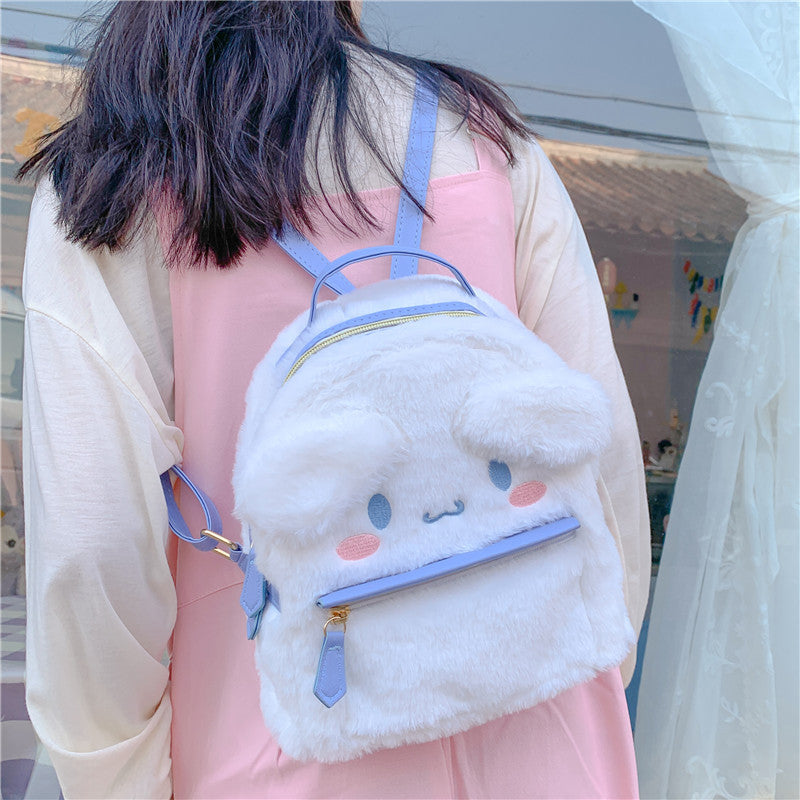 Women's Cute Cartoon Plush Heart Furry Gift Backpacks