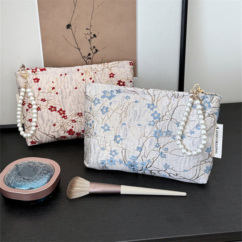 Women's Chinese Style Beaded Embroidered Fashion Underarm Makeup Bag
