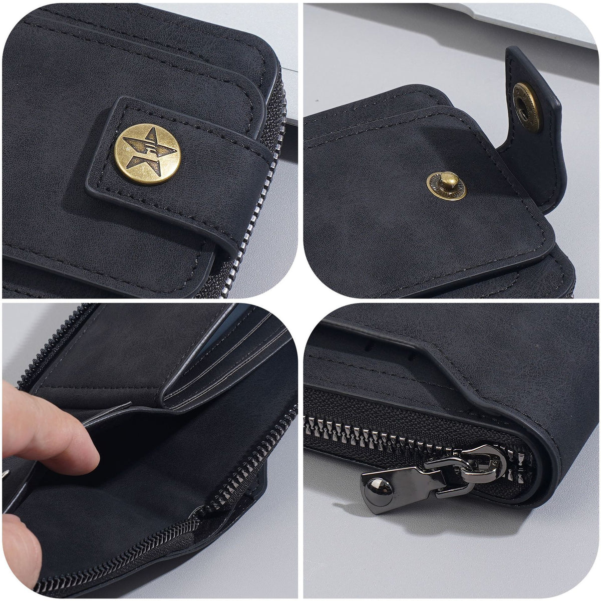 Men's High-grade Retro Horizontal Zipper Locking Men's Wallets
